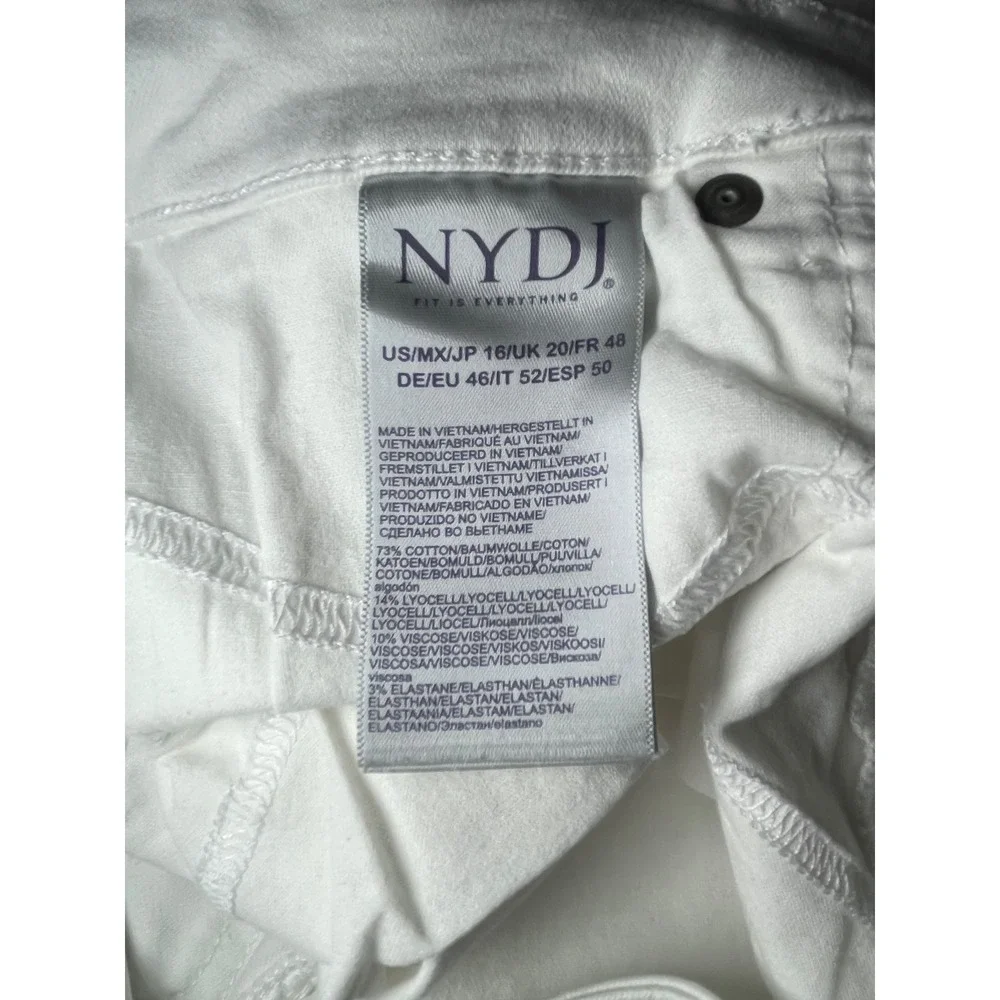 NYDJ Briella Shorts Womens 16 White Roll Cuff High Rise Lift Tuck Denim